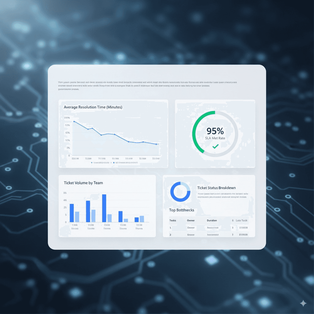 Dashboard com KPIs de suporte