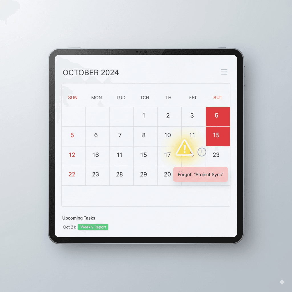 Ícone de calendário com falha