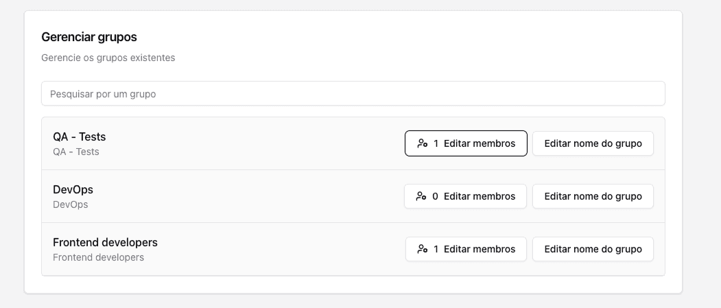 Tela com logs de auditoria e aprovações